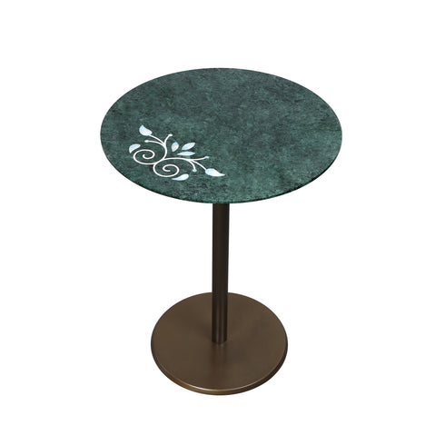 Green Marble Accent Table with Mother of Pearl